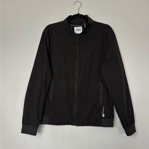 Zara Men’s Black Bomber Jacket Size M WATER REPELLENT FABRIC Lightweight